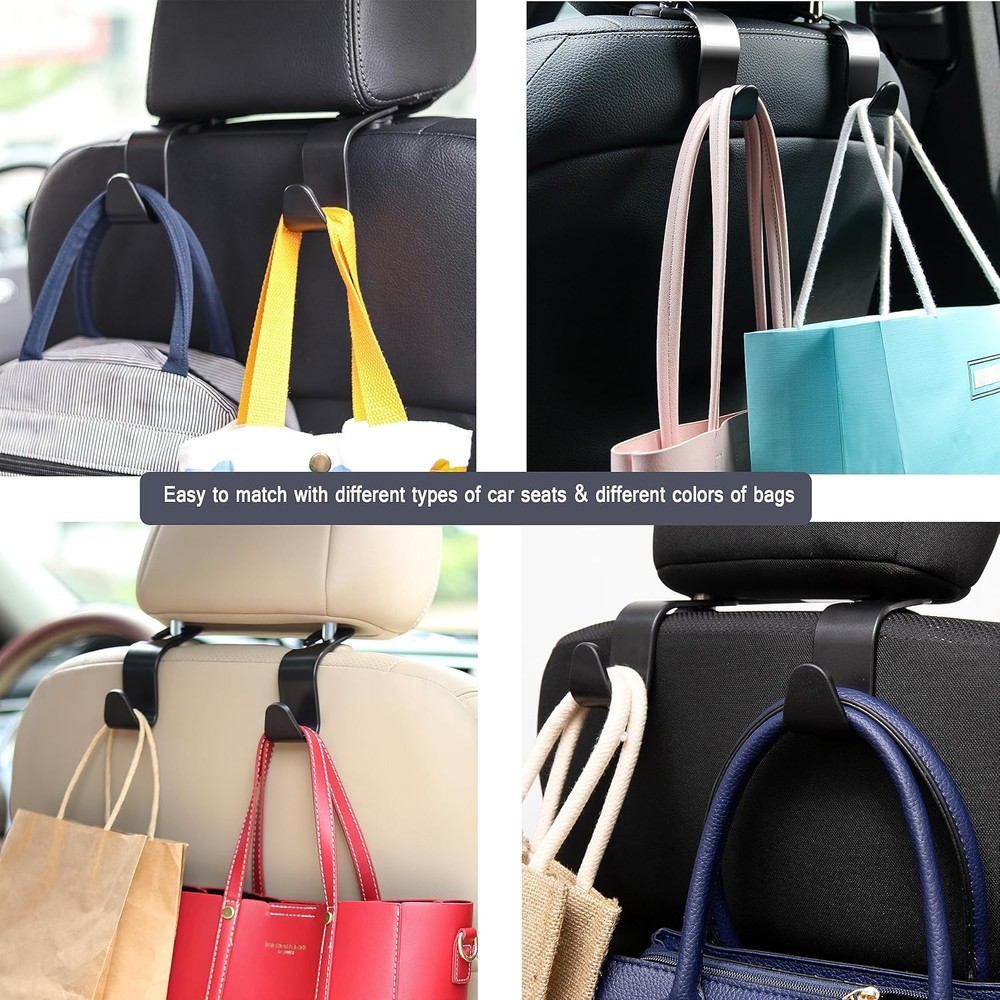 Amooca Car Seat Headrest Hook 4 Pack Hanger Storage Organizer Universal for Hand