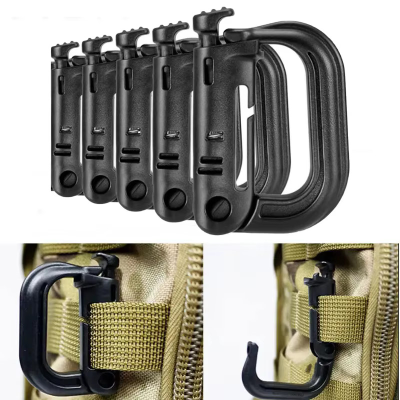 5Pcs Multipurpose DRing Grimloc Locking for Molle Webbing with Zippered Pouch