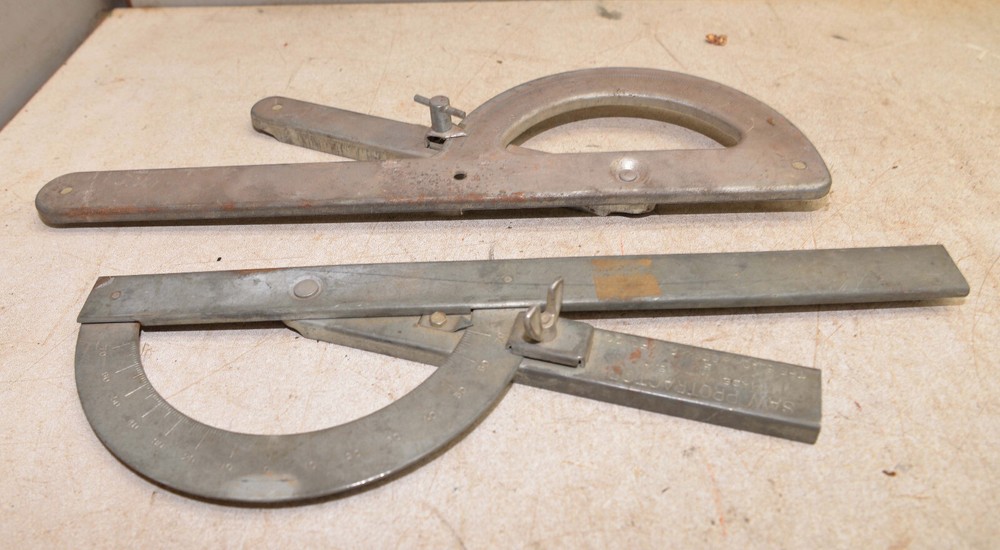 2 industrial saw protractor timberframe log cabin measuring ship building tool