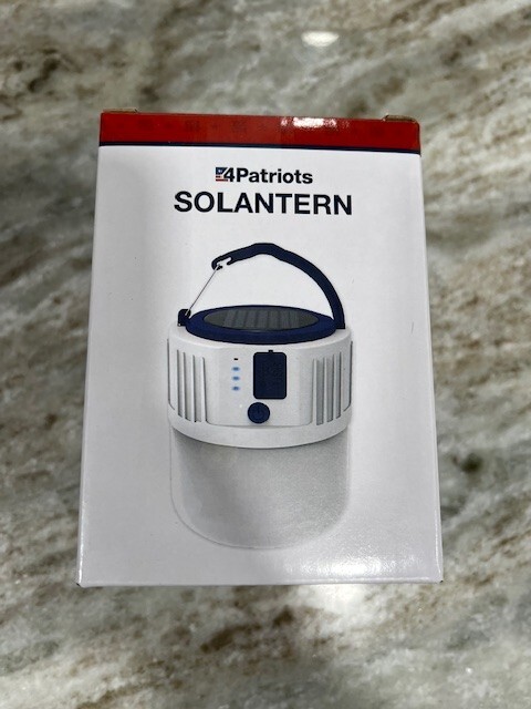 4 Patriots Solantern Solar Powered Lantern NEW