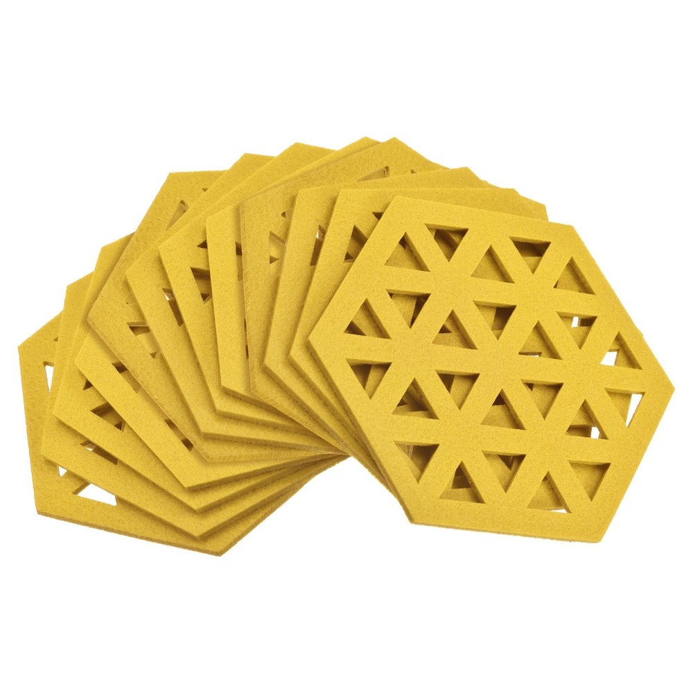 Felt Coasters 12pcs Hexagonal Coasters Coasters, Yellow