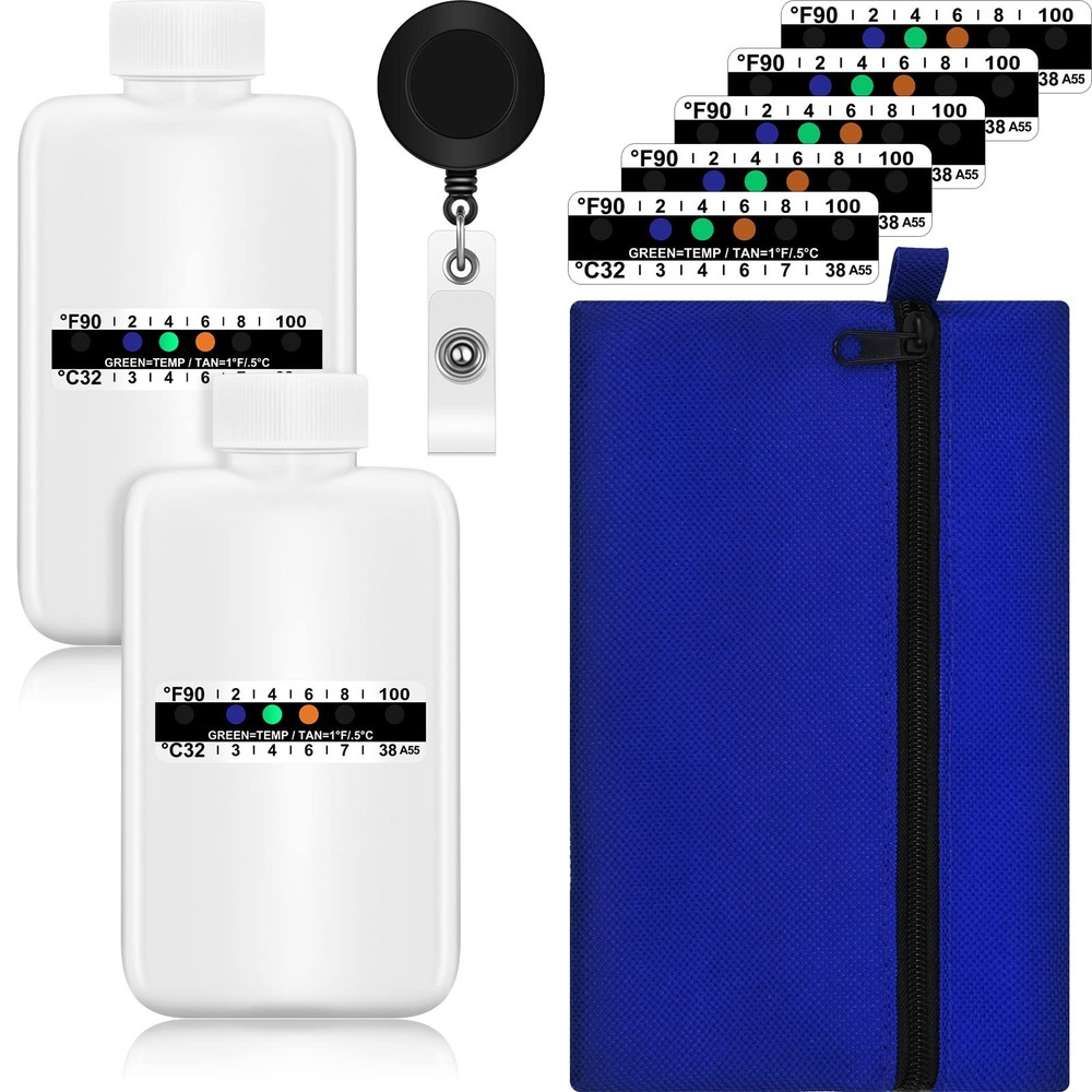 14 Pcs Urine Test Complete Kit 2 Portable Empty Bottles 10 Adhesive...