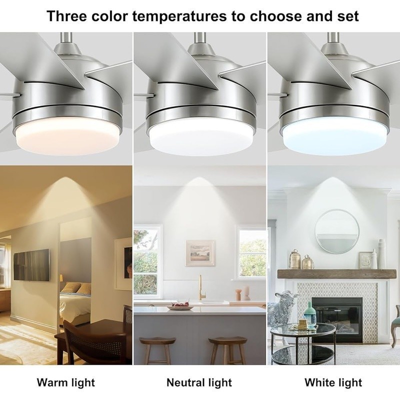 Energy Efficient Ceiling Fan LED Light 6 Speed Reversible Motor Quiet Operation