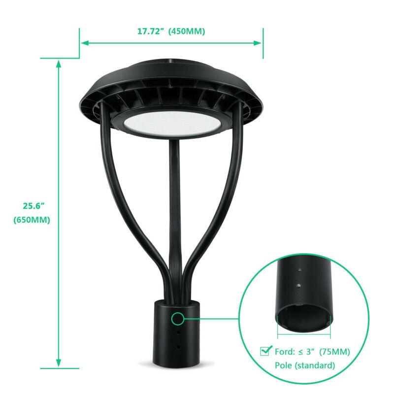 100W LED Post Top Lights 400W Equivalent Circular Area Pole Lights for Pathway
