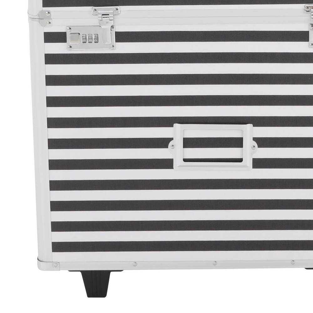 Striped style Rolling File Storage Case, Lockable File Box with Telescopic Pole