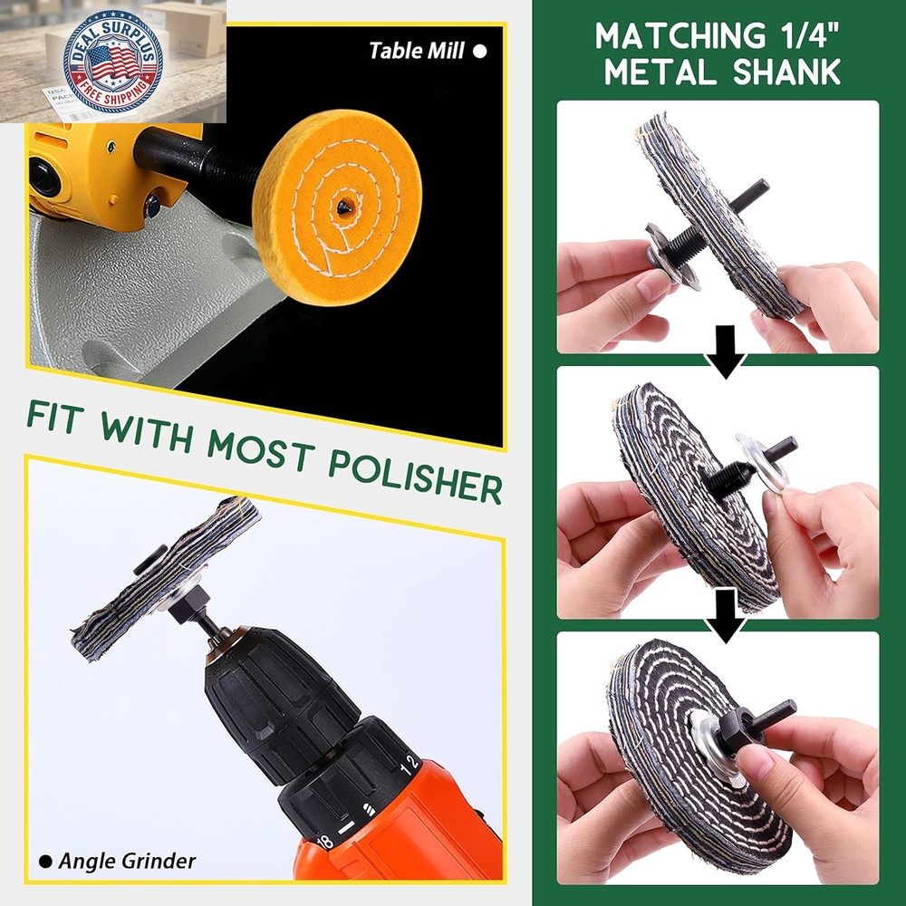 8Pcs 4Inch Buffing Polishing Wheel Kit Includes Polishing Compounds, Buffer Whee