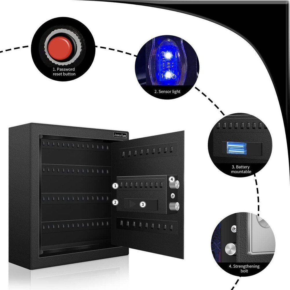 80 Keys Cabinet W/ Sensor Light Electronic Key Safe Pin Code Keyless Storage Box