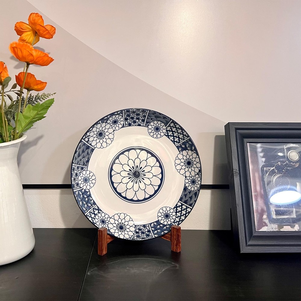 Plate Stands for Display, 7 Inch Plate Holders for Displaying, Rustic Solid W...