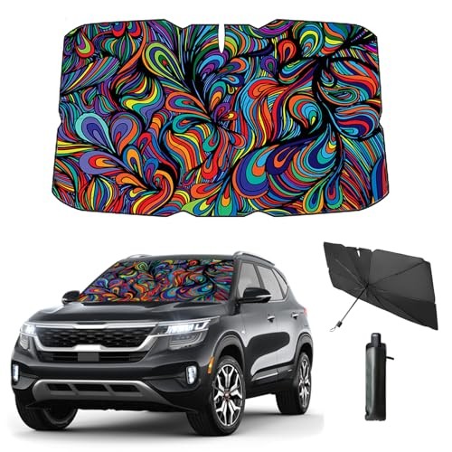 Windshield Sun Shade Umbrella for Car Foldable Umbrella Front Window Abstract
