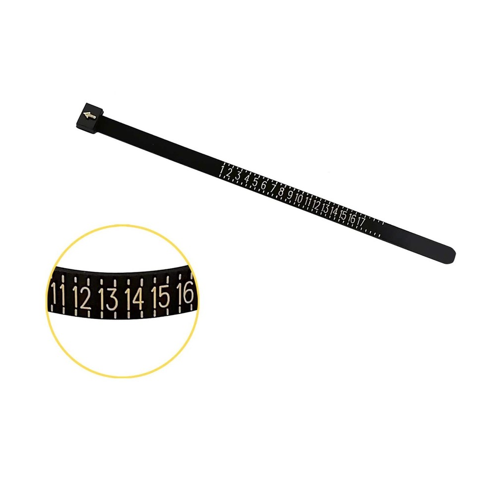 1 Pack US Ring Sizer Measuring Gauge, 1-17 Rings Size, Plastic Black