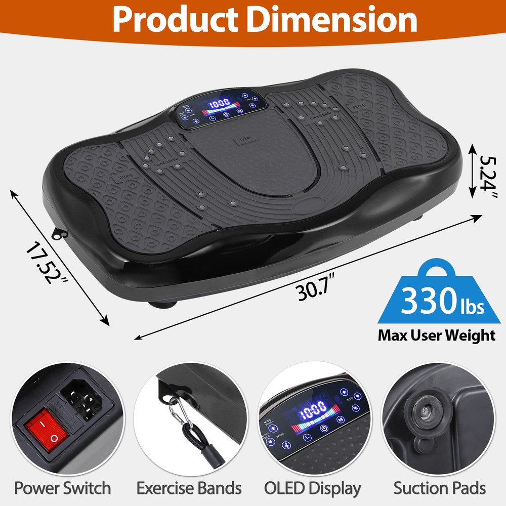 Vibration Plate Exercise Machine with Remote Control Whole Body Workout Black