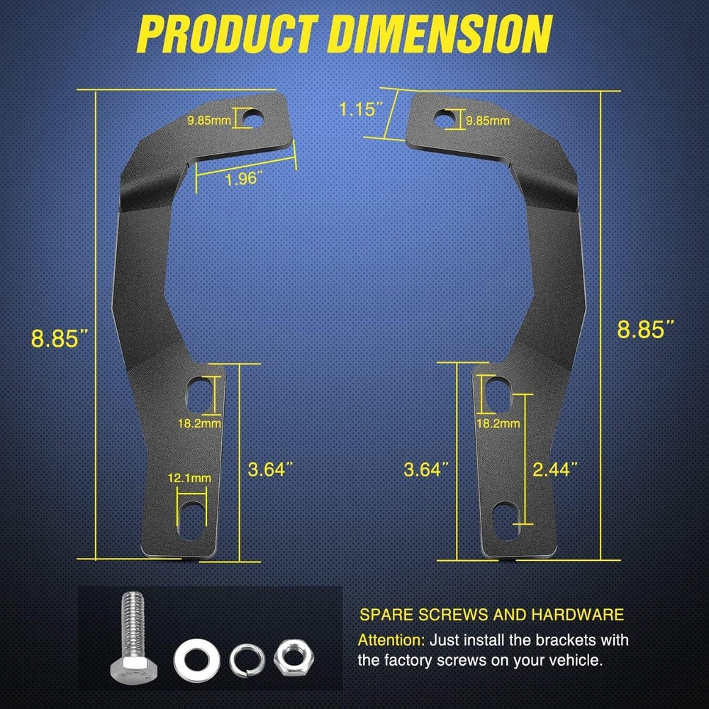 Nilight Ditch Light Brackets Hood Hinges Mount Bracket Kit for Work Light