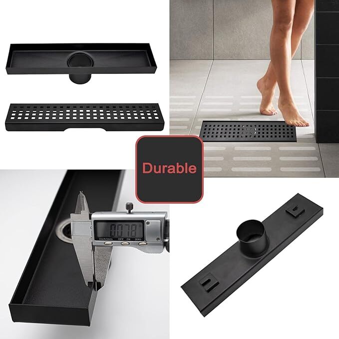 Drenaje Piso Ducha Lineal Rejilla Rectangular Acero Inoxidable Para Bano De 12"