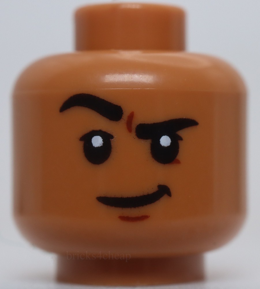 Lego Head Dual Sided Black Eyebrows Smile with Teeth Grin Raised Eyebrows