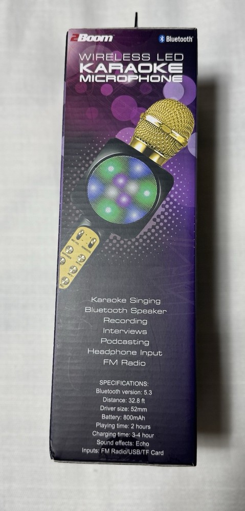 Two Boom Wireless LED Karaoke Microphone Bluetooth 4 In 1 ..