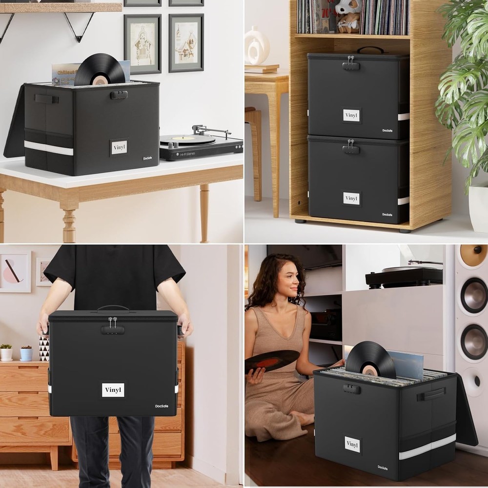 NEW.Fire-Resistant Vinyl Record Storage Box (Lockable)