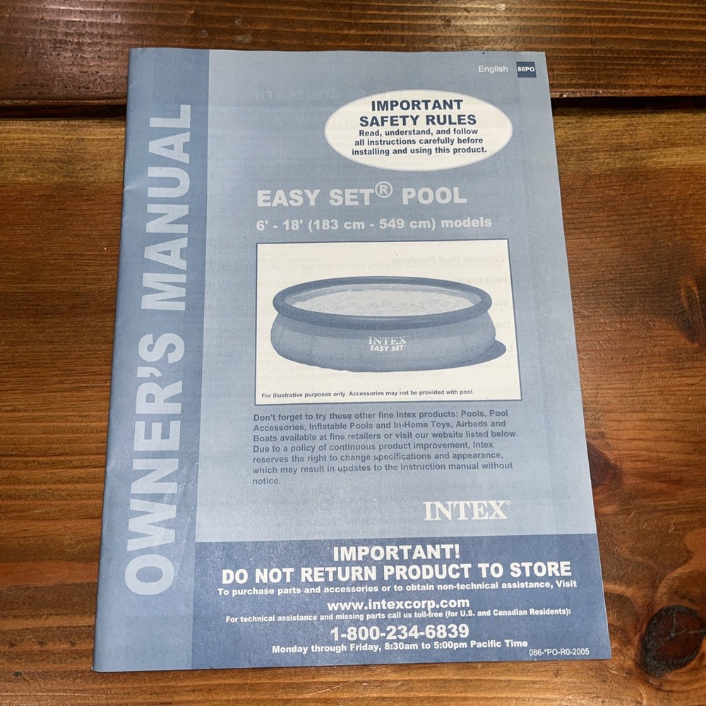 Intex Easy Set Pool Owner's Manual
