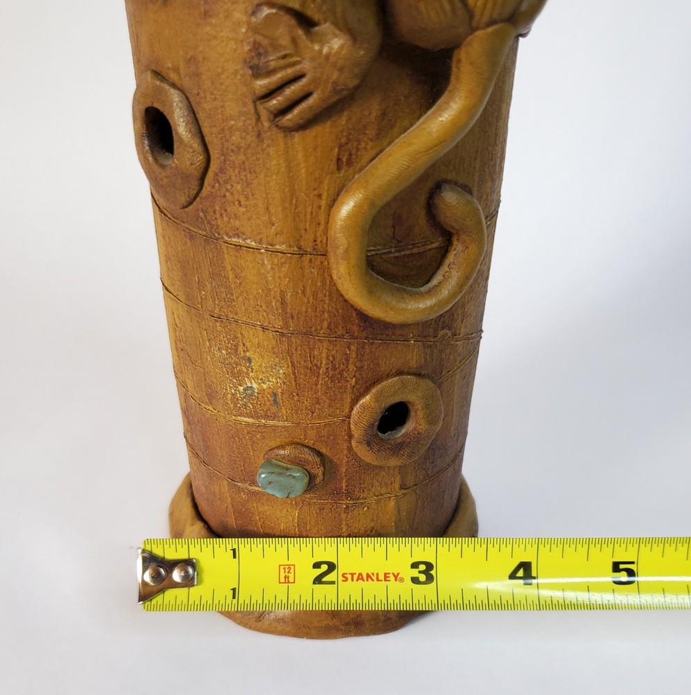 Handmade Monkey on Bamboo Incense Burner