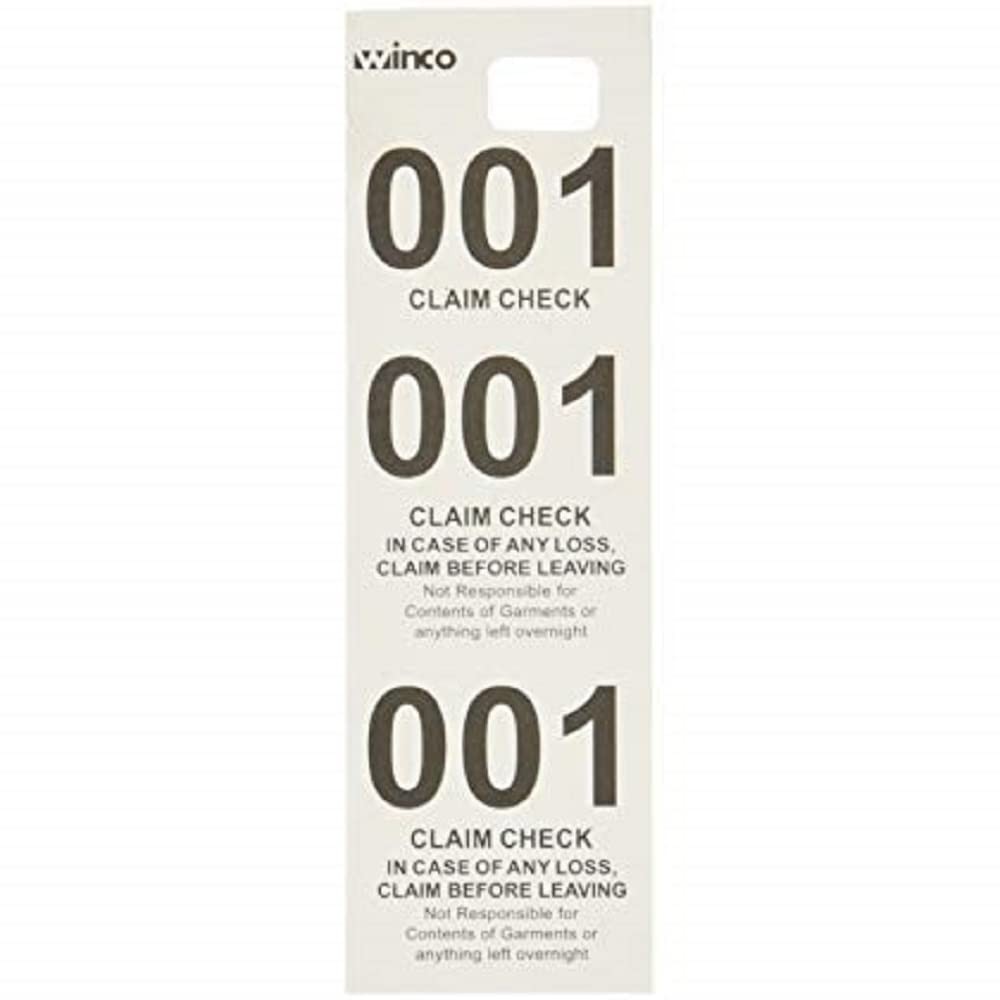 Winco Coat Checks, White, 500 Per Box, Medium Medium, White