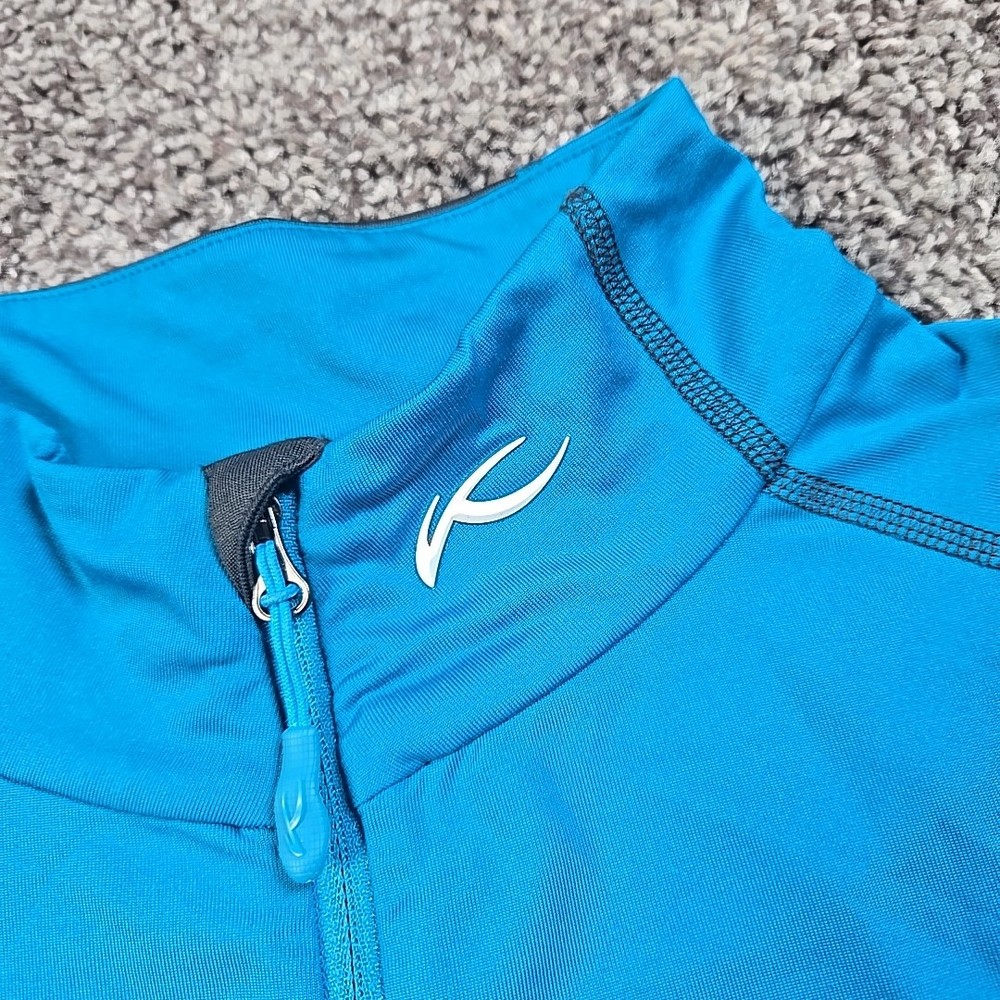 Kjus Sweater Mens 52 Large Blue Gray Performance Quarter Zip Golf Pullover