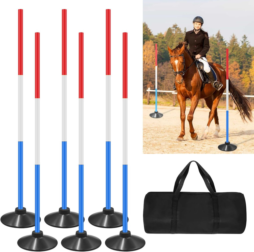 NEW 6-Pack 6FT Adjustable Pole Bending Poles for Horse Training & Exercise