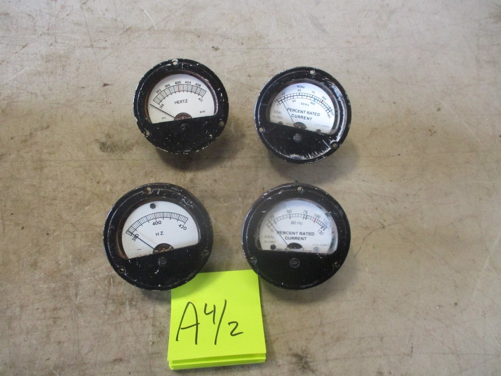 Lot of 4 Used Military Electric Generator Instrument Gauges, Untested, Scuffs
