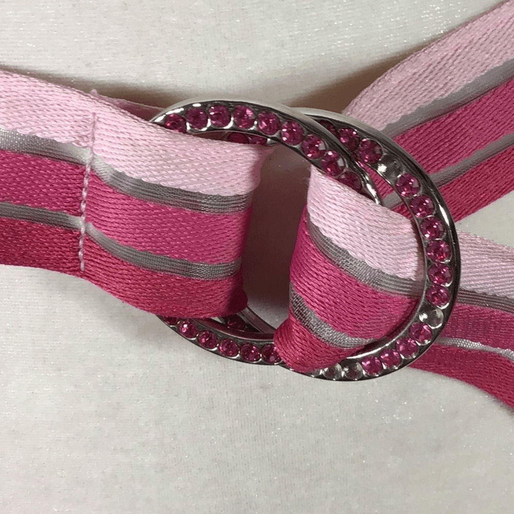 Belt Double Ring Rhinestone Cloth Barbiecore Pink Belt