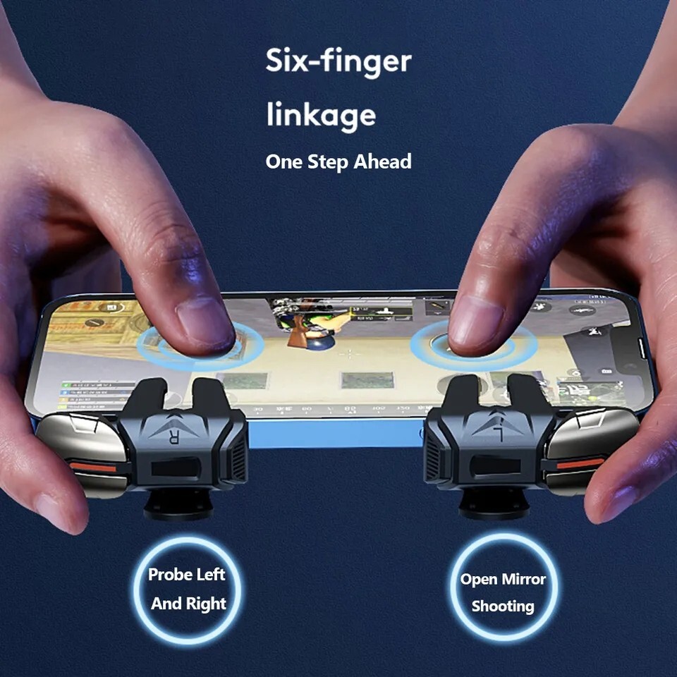 1 Pair Six Finger Operation Mobile Game Trigger Controller Gamepad for Phone