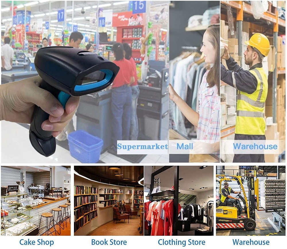 Wireless QR Code Scanner Handheld 1D 2D Barcode Reader Automatic POS Retail