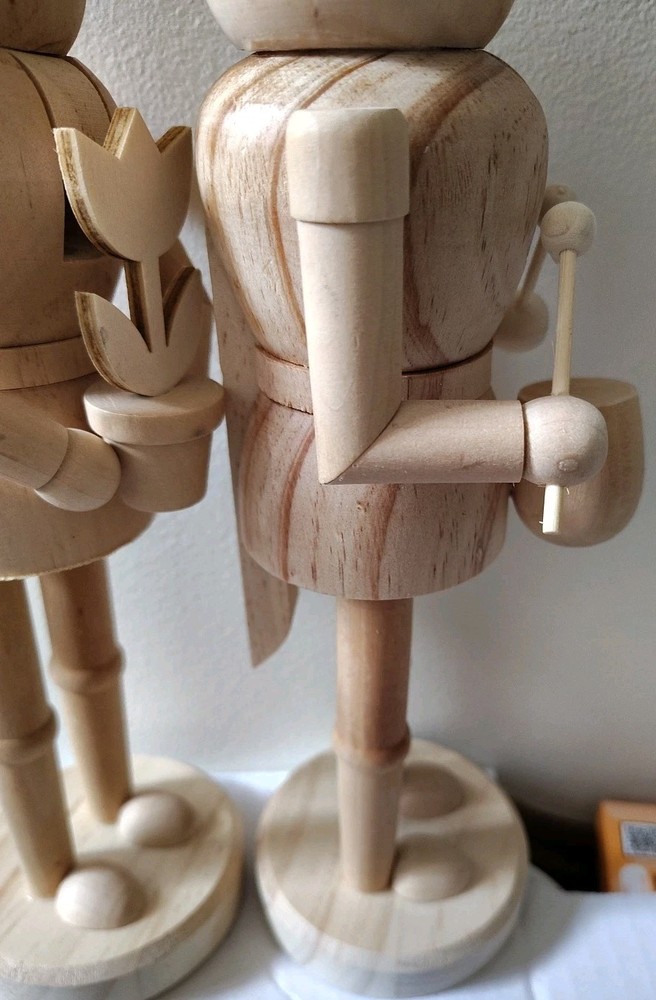 Make Market Wood Easter Bunny Rabbit Nutcracker Pair Unpainted Art Craft Project