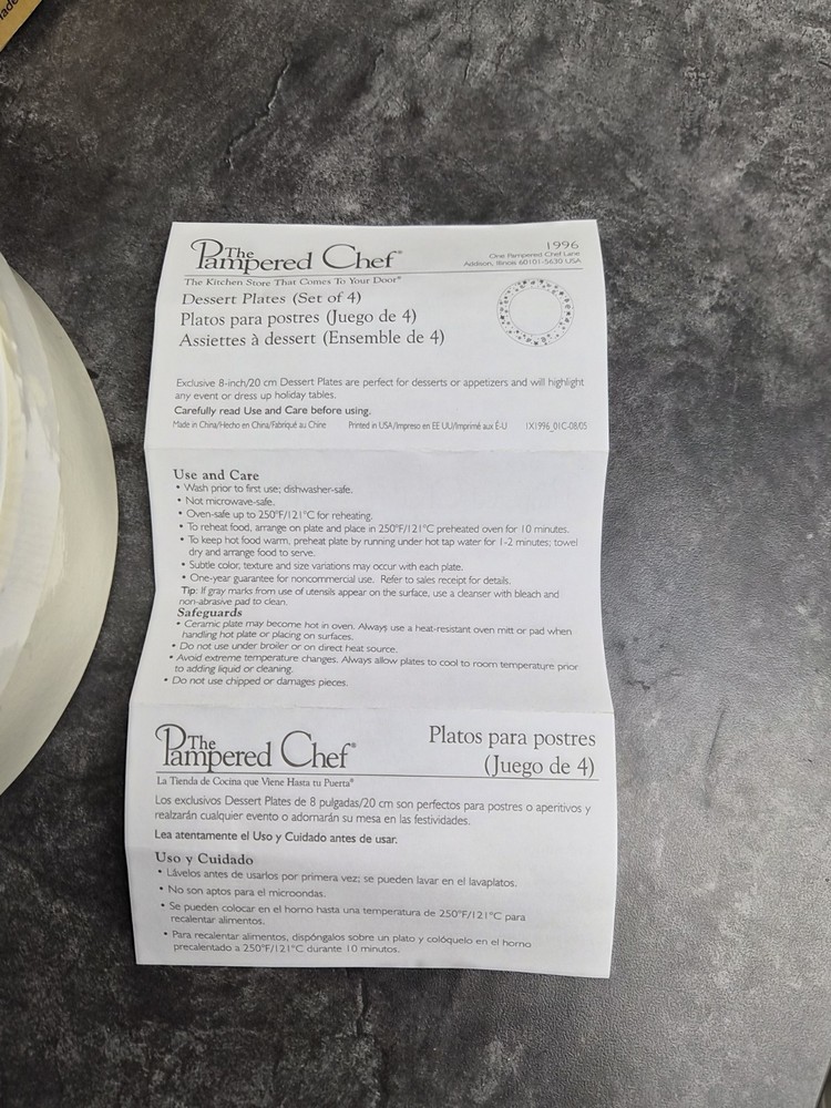 Pampered Chef Desert Plates. 4