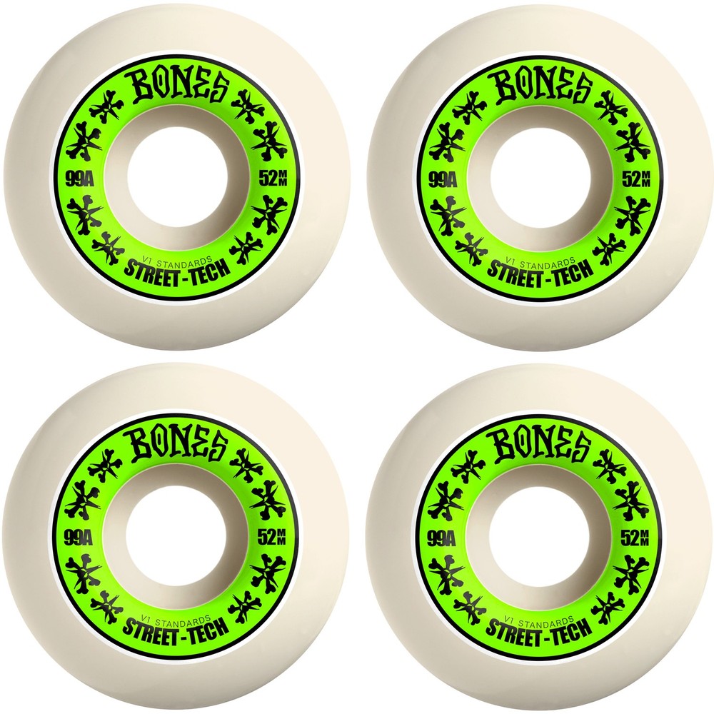 Bones Skateboard Wheels 52mm STF V1 Standard 99A White