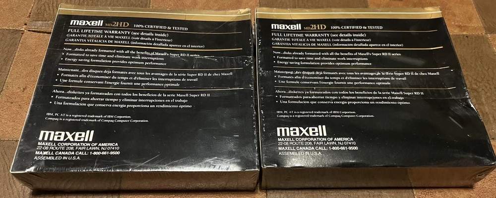 2 Pack Floppy Disk Lot: Maxell 5 1/4 MD 2HD 10-Pack