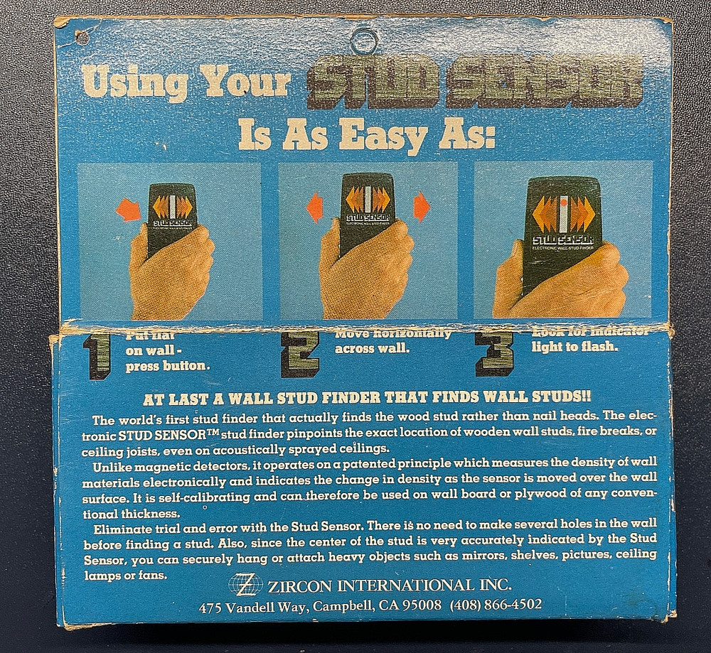 Vintage Zircon Stud Sensor Finder - Pre-Barcode Original Packaging - Tested