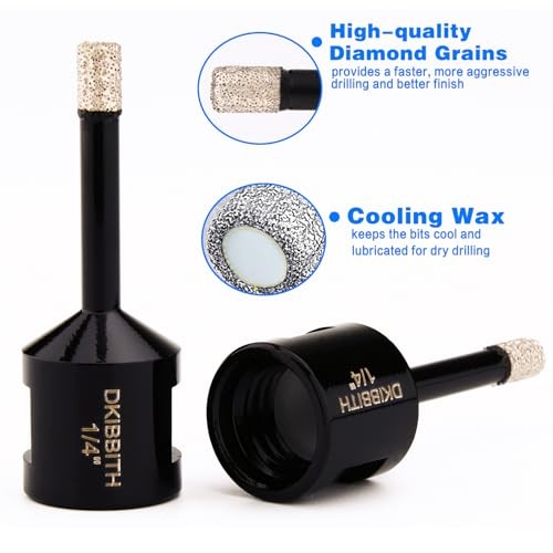 1/4 Inch Dry Diamond Core Drill Bits Set 2 pcs for Ceramic (6 mm) 1/4" x2pc