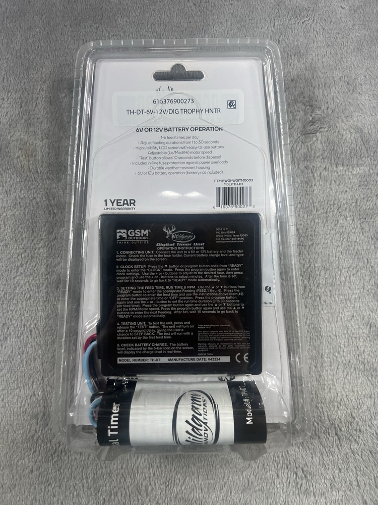 Wildgame Innovations Digital Controller Timer 6V or 12V Battery Operation TH-DT