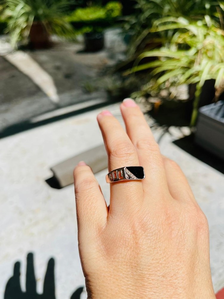 Classic black stone ring/yu73