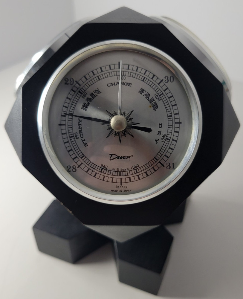 Devon Rotating Geometric Weather Station & Clock Working Vintage 1970's