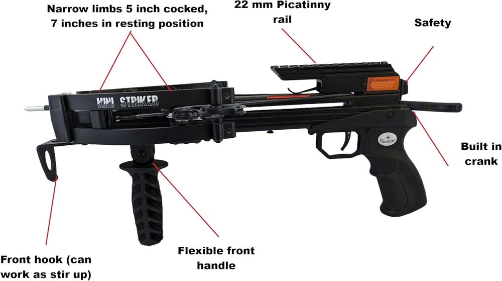 125lbs MINI STRIKER PISTOL CROSSBOW WITH 5 RED DOT SIGHT