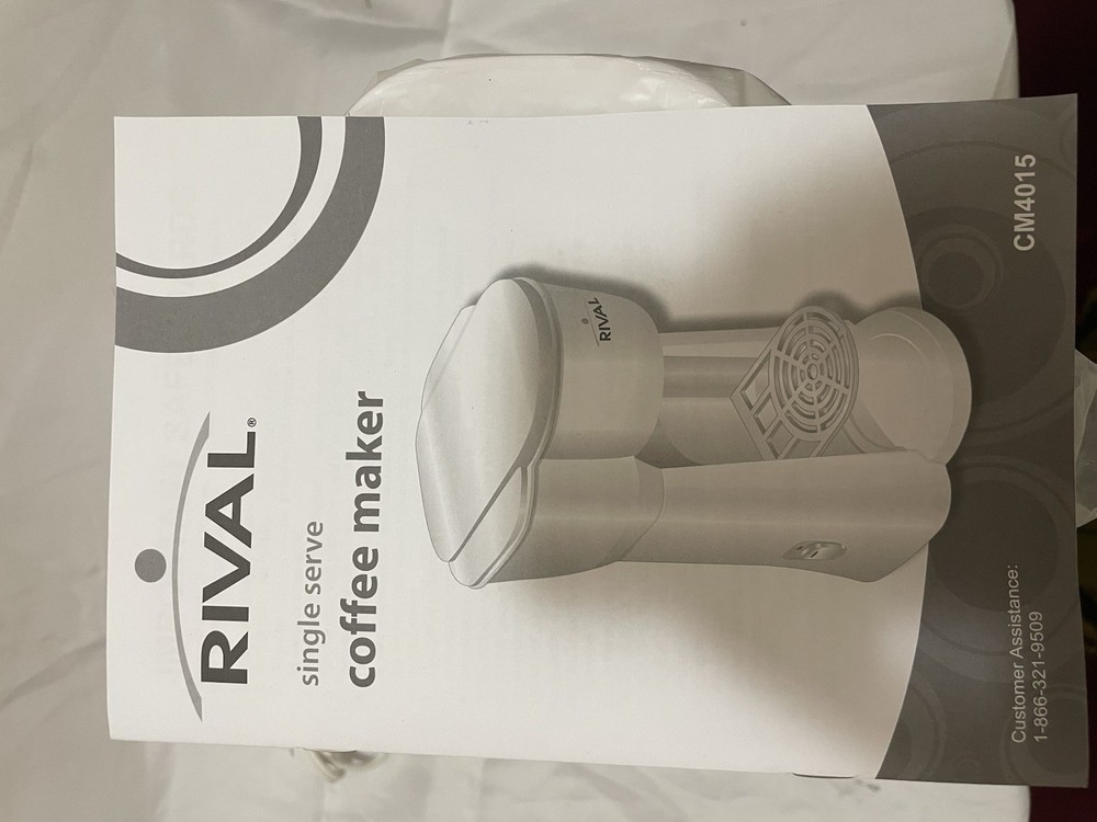 Rival CM4015 Single Serve Coffee Maker White Permanent Filter Removable Basket