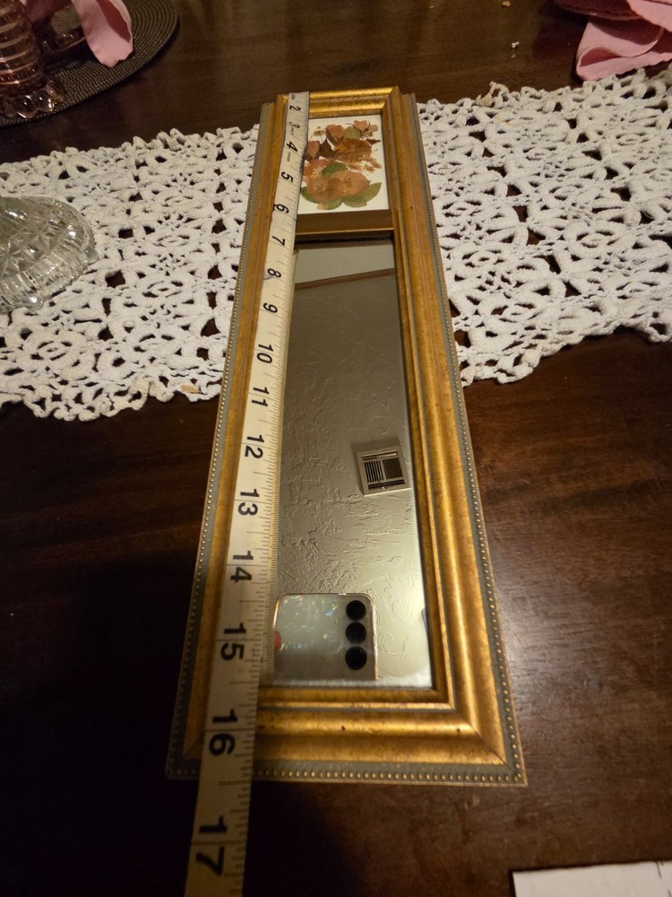 vintage pressed flower mirror
