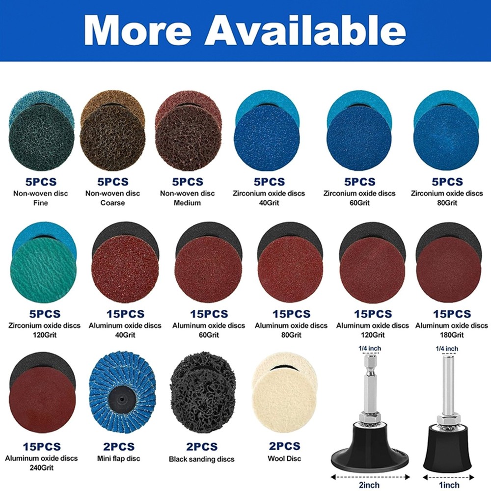136 Pcs 2" Sanding Discs Die Grinder Quick Change Discs with 1/4" Roll Lock