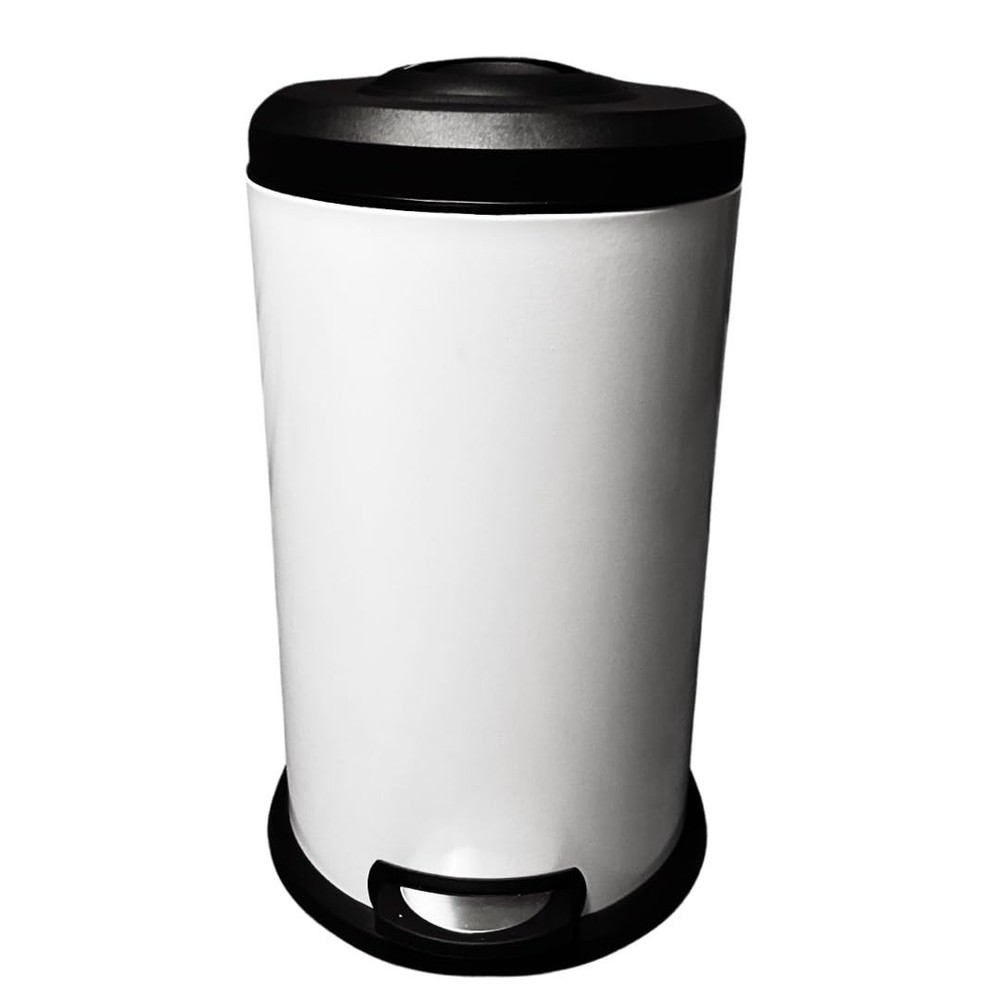 Ready Covers Premium Steel Garbage Trash Can Wastebasket with Compression White