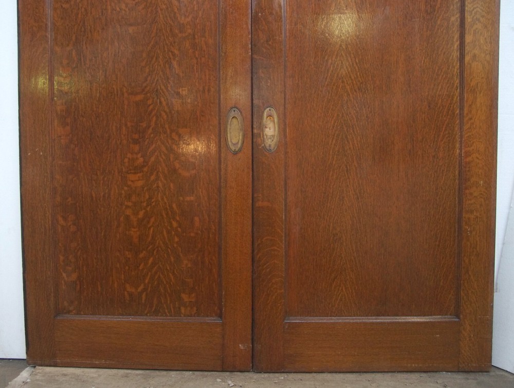 Antique 1 Panel Oak Veneer Pocket Double Doors 107 x 72