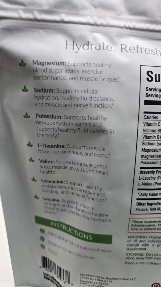 Bravenly, Hydrate - Lemon Lime: Hydration, Energy Drink - NEW