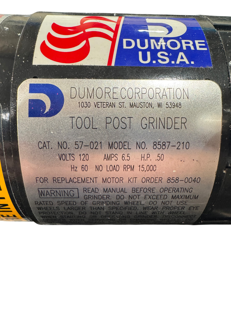 Dumore 8587-210 120V Interchangeable Internal/External Spindle Tool Post Grinder