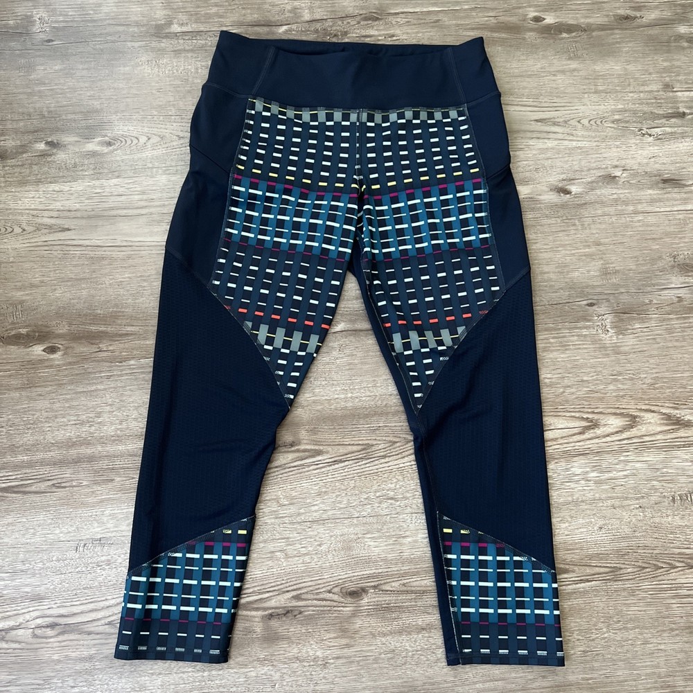Athleta Crop Leggings Womens Medium Navy Patterns