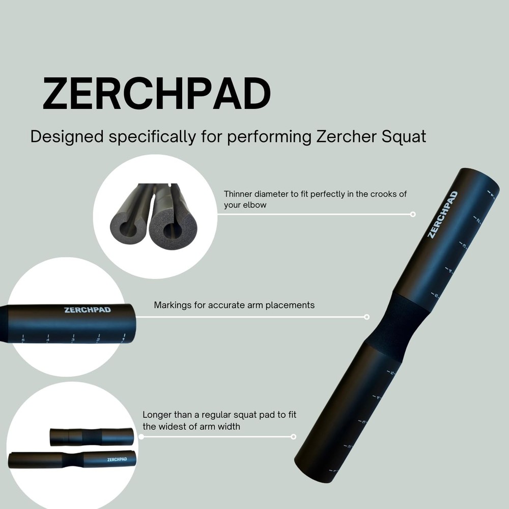 ZerchPad Barbell Pad Squat Designed Specifically for Zercher Squats Black
