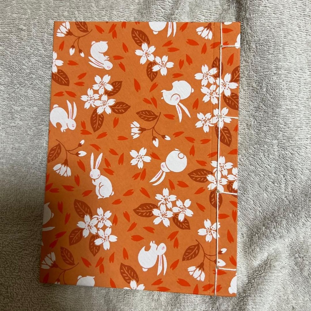 Japanese pattern rabbit cherry blossom plain notebook 18x13cm used