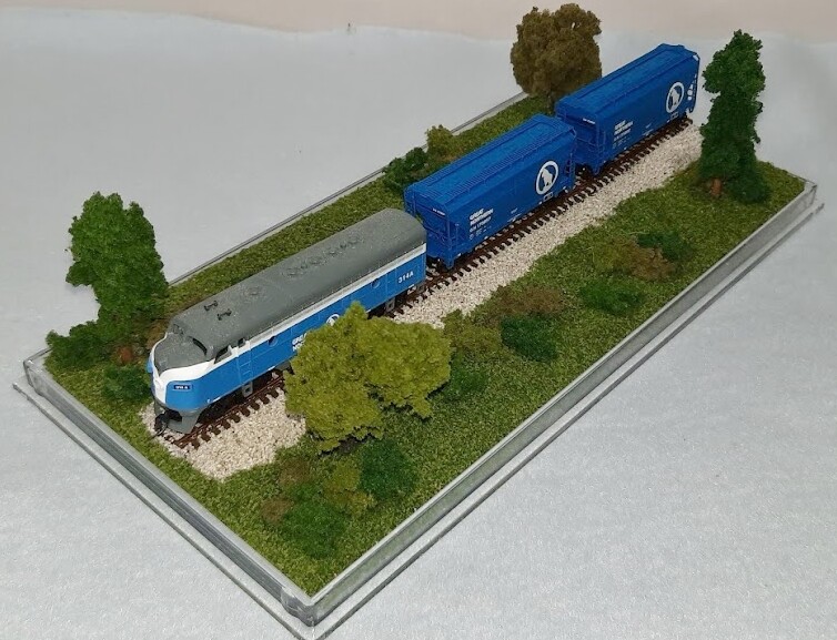 Z SCALE - SINGLE TRACK 8" - DISPLAY CASE - "SUMMER SCENE" FOR ANY Z TRAIN